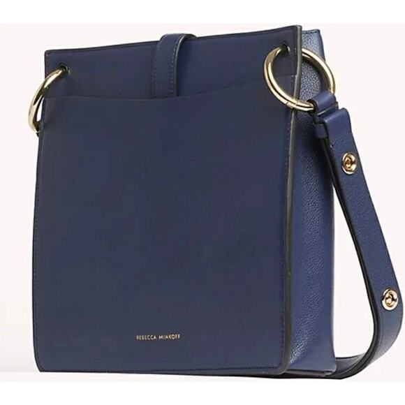 EUC Rebecca Minkoff Megan Small Leather Feed Bag Blue Twilight Gold Hardware - Picture 4 of 16